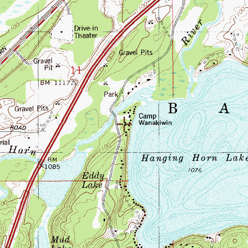 Topographic Map of Camp Wanakiwin, MN