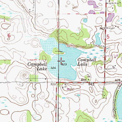 Topographic Map of Campbell Lake, MN