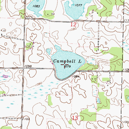Topographic Map of Campbell Lake, MN