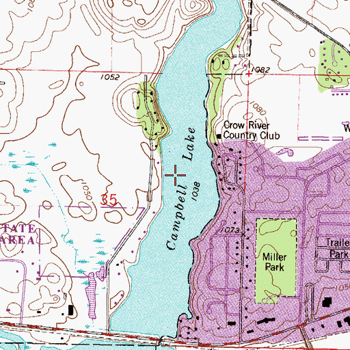 Topographic Map of Campbell Lake, MN