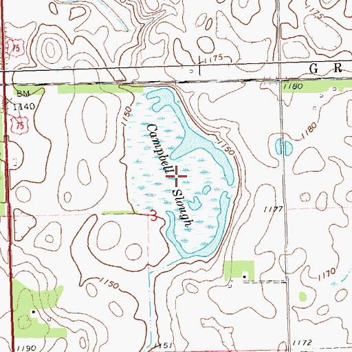 Topographic Map of Campbell Slough, MN