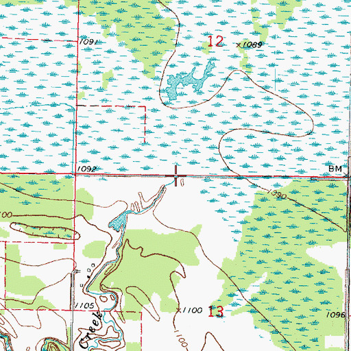 Topographic Map of Canfield Creek, MN