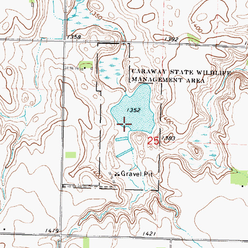 Topographic Map of Caraway State Wildlife Management Area, MN