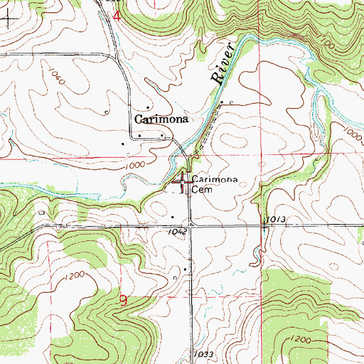Topographic Map of Carimona Cemetery, MN