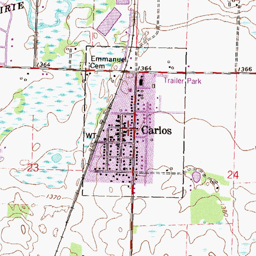 Topographic Map of Carlos, MN