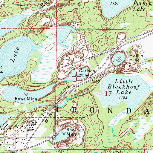 Topographic Map of Carlson Mine, MN