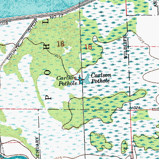 Topographic Map of Carlson Pothole, MN