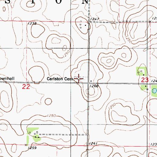 Topographic Map of Carlston Cemetery, MN
