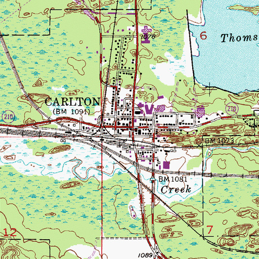 Topographic Map of Carlton, MN