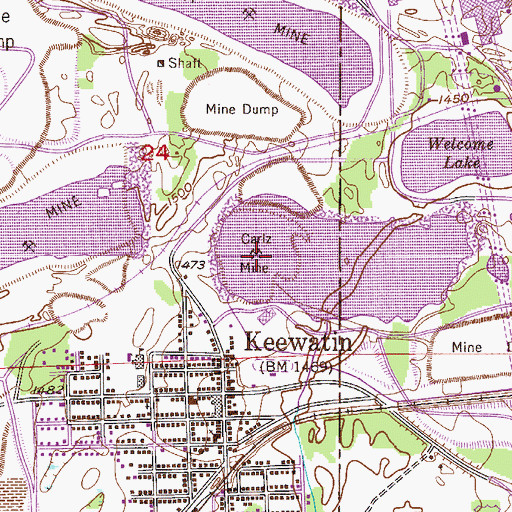 Topographic Map of Carlz Mine, MN