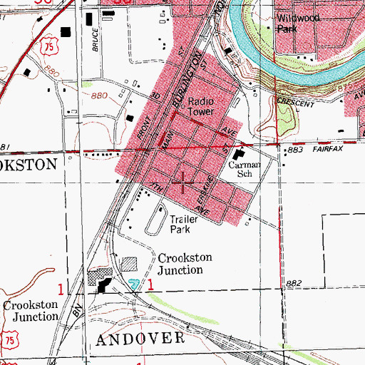 Topographic Map of Carman School, MN