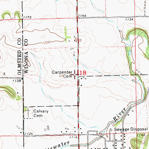 Topographic Map of Carpenter Cemetery, MN
