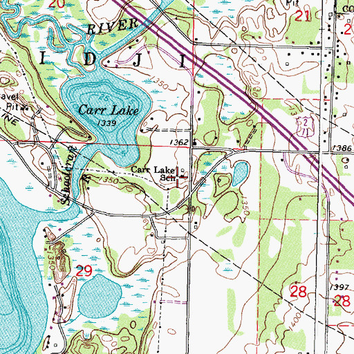 Topographic Map of Carr Lake School, MN