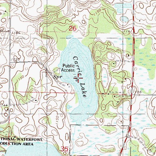 Topographic Map of Carrie Lake, MN