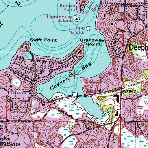 Topographic Map of Carson Bay, MN