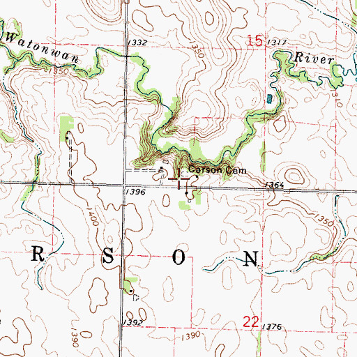 Topographic Map of Carson Cemetery, MN
