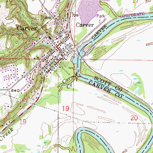 Topographic Map of Carver Creek, MN
