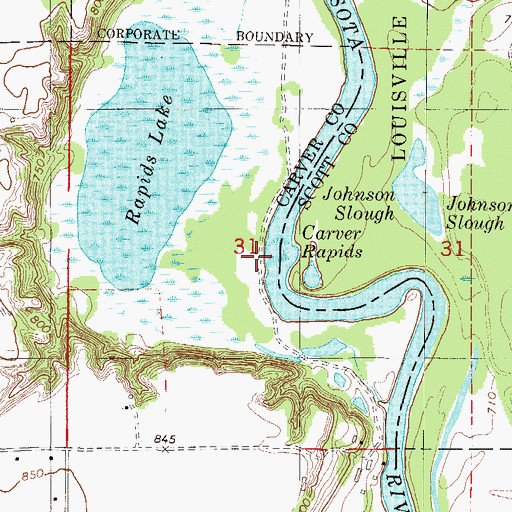Topographic Map of Carver Rapids, MN