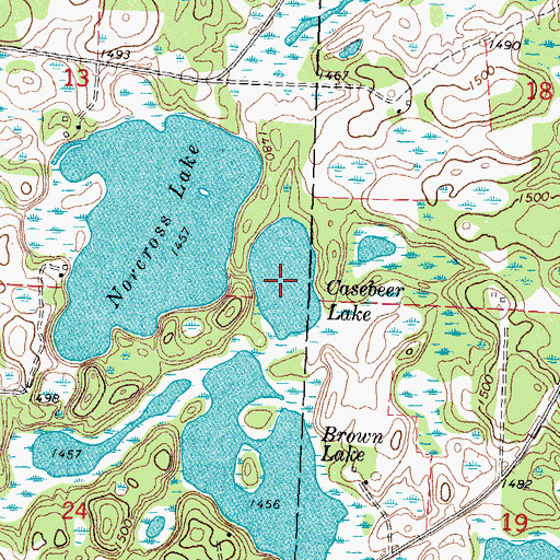 Topographic Map of Casebee Lake, MN