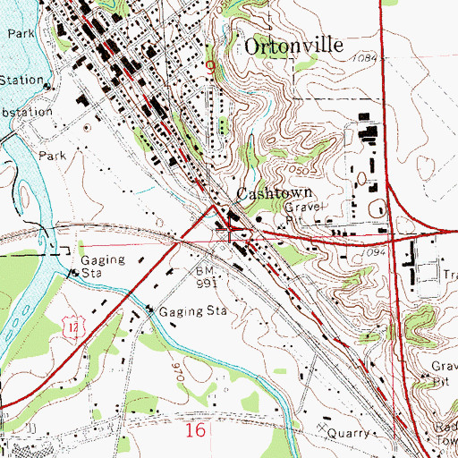 Topographic Map of Cashtown, MN