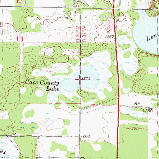 Topographic Map of Cass County Lake, MN