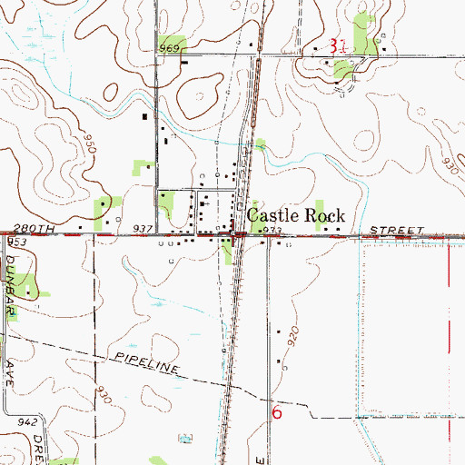 Topographic Map of Castle Rock, MN