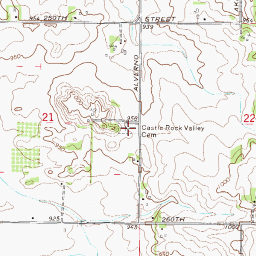 Topographic Map of Castle Rock Valley Cemetery, MN