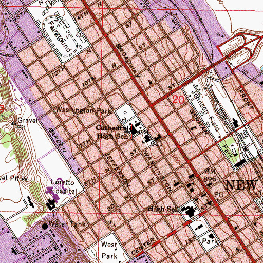 Topographic Map of Cathedral High School, MN