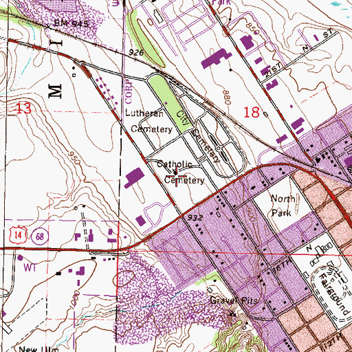 Topographic Map of Catholic Cemetery, MN