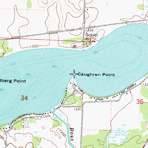 Topographic Map of Caughren Point, MN