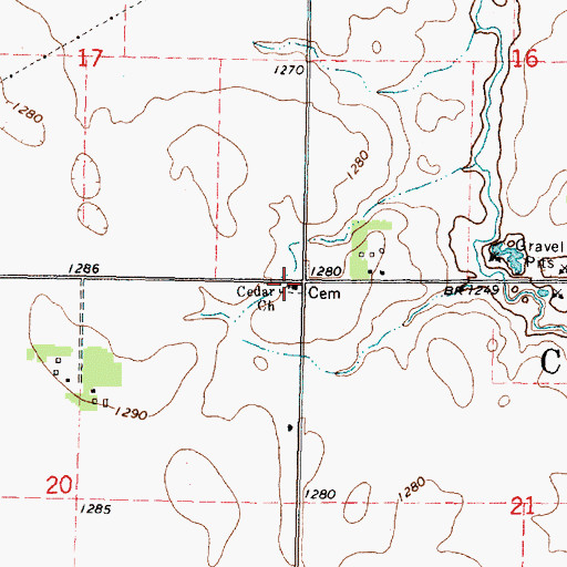 Topographic Map of Cedar Church, MN