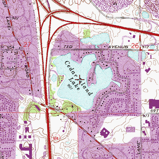 Topographic Map of Cedar Island Lake, MN