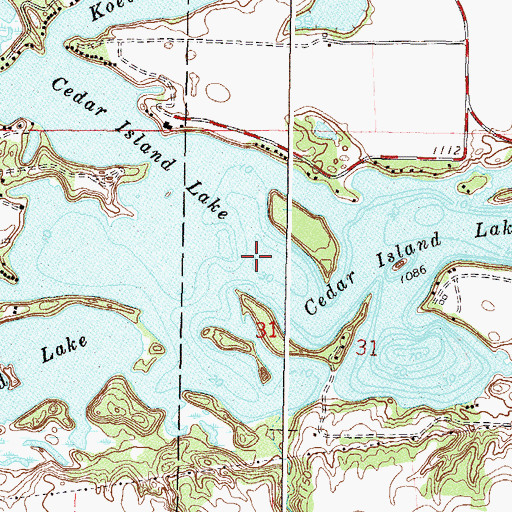 Topographic Map of Cedar Island Lake, MN