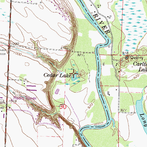 Topographic Map of Cedar Lake, MN