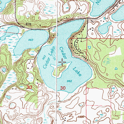 Topographic Map of Cedar Lake, MN