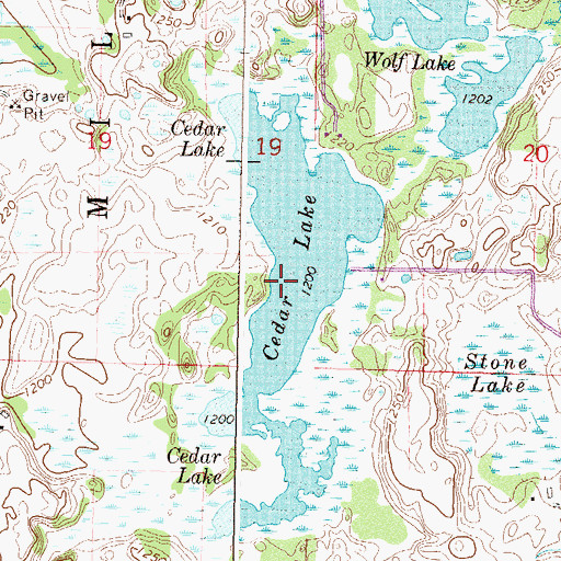 Topographic Map of Cedar Lake, MN