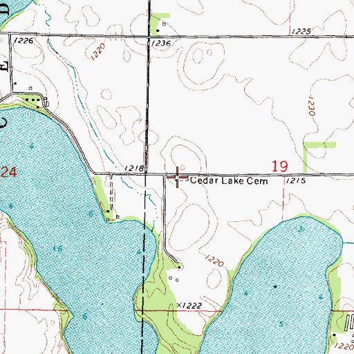 Topographic Map of Cedar Lake Cemetery, MN