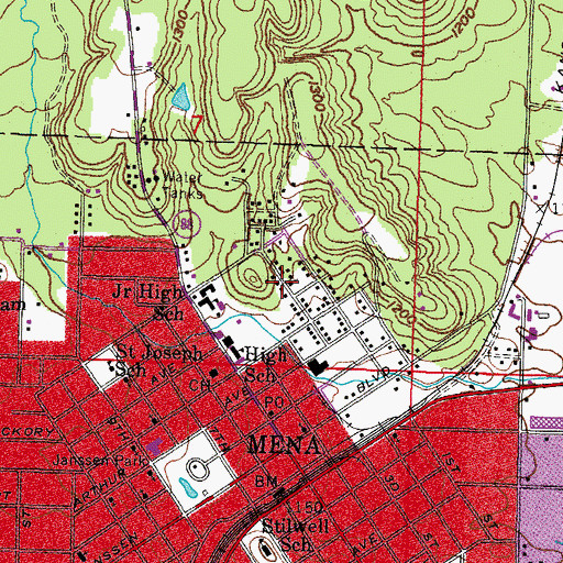 Topographic Map of Calvary Baptist Church, AR