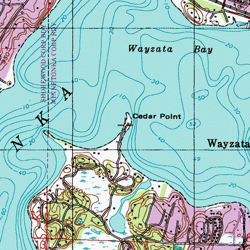 Topographic Map of Cedar Point, MN