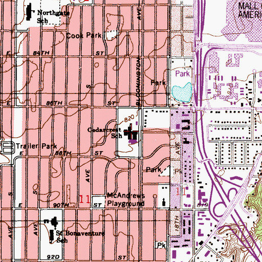 Topographic Map of Beacon Preparatory School, MN