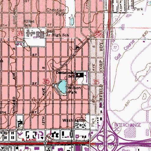 Topographic Map of Centennial Elementary School, MN