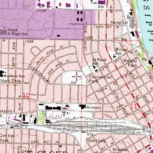 Topographic Map of Centennial Park, MN