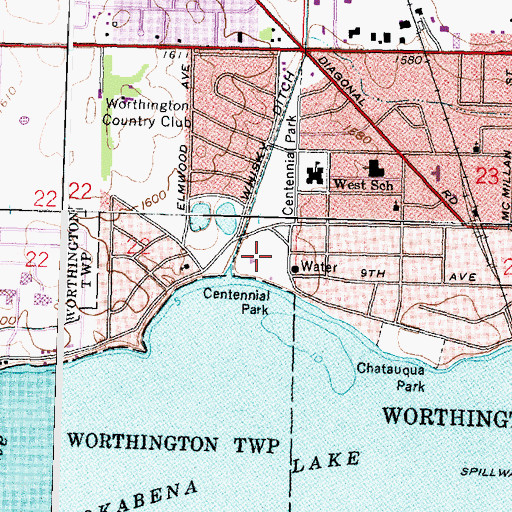 Topographic Map of Centennial Park, MN