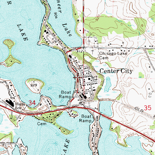 Topographic Map of Center City, MN