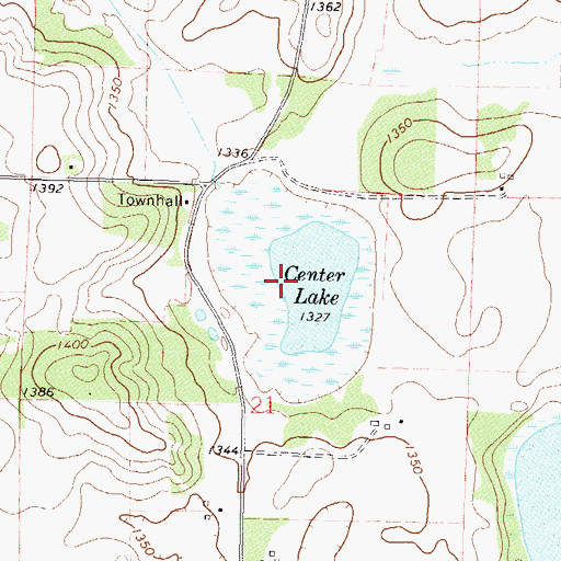 Topographic Map of Center Lake, MN