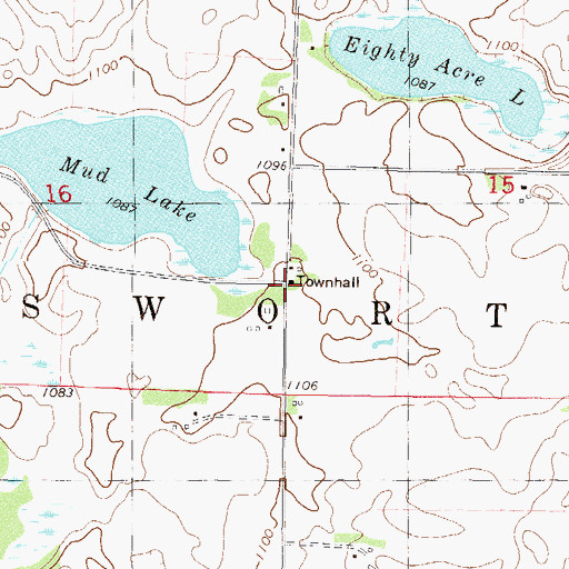 Topographic Map of Center School, MN