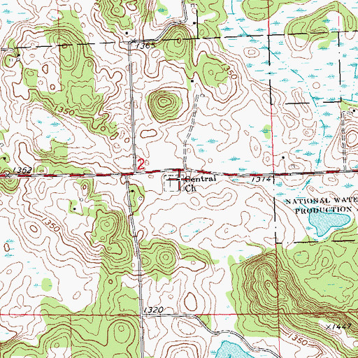 Topographic Map of Central Church, MN