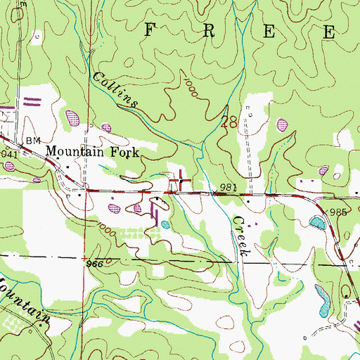 Topographic Map of Christs Church of Mountain Fork, AR