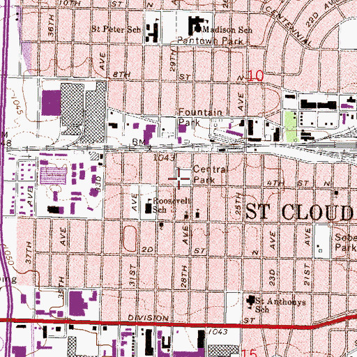 Topographic Map of Central Park, MN
