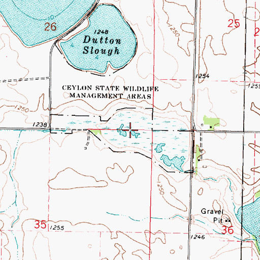 Topographic Map of Ceylon State Wildlife Management Areas, MN